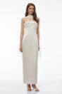Vivienne White Off Shoulder Sequin Maxi Dress