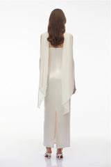 Vivienne White Off Shoulder Sequin Maxi Dress