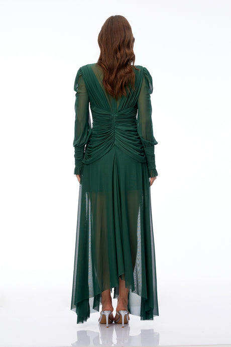 Anastasia Maxi Dress Dark Green Cross Front Ruched