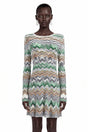 Wendy Green Zigzag Weave Long Sleeve Midi Dress
