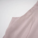 Wilhelmina Dusty Pink Asymmetrical Ruched Maxi Dress