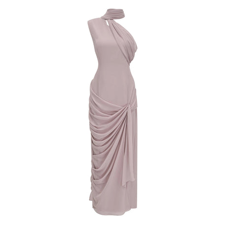 Jelena Maxi Dress Dusty Pink Asymmetrical Ruched
