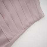 Wilhelmina Dusty Pink Asymmetrical Ruched Maxi Dress
