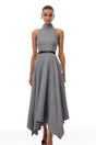 Wilhemine Grey Checked Tweed Midi Dress Without Belt