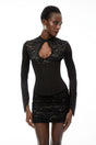 Willow Black Lace Mini Dress with CutOuts