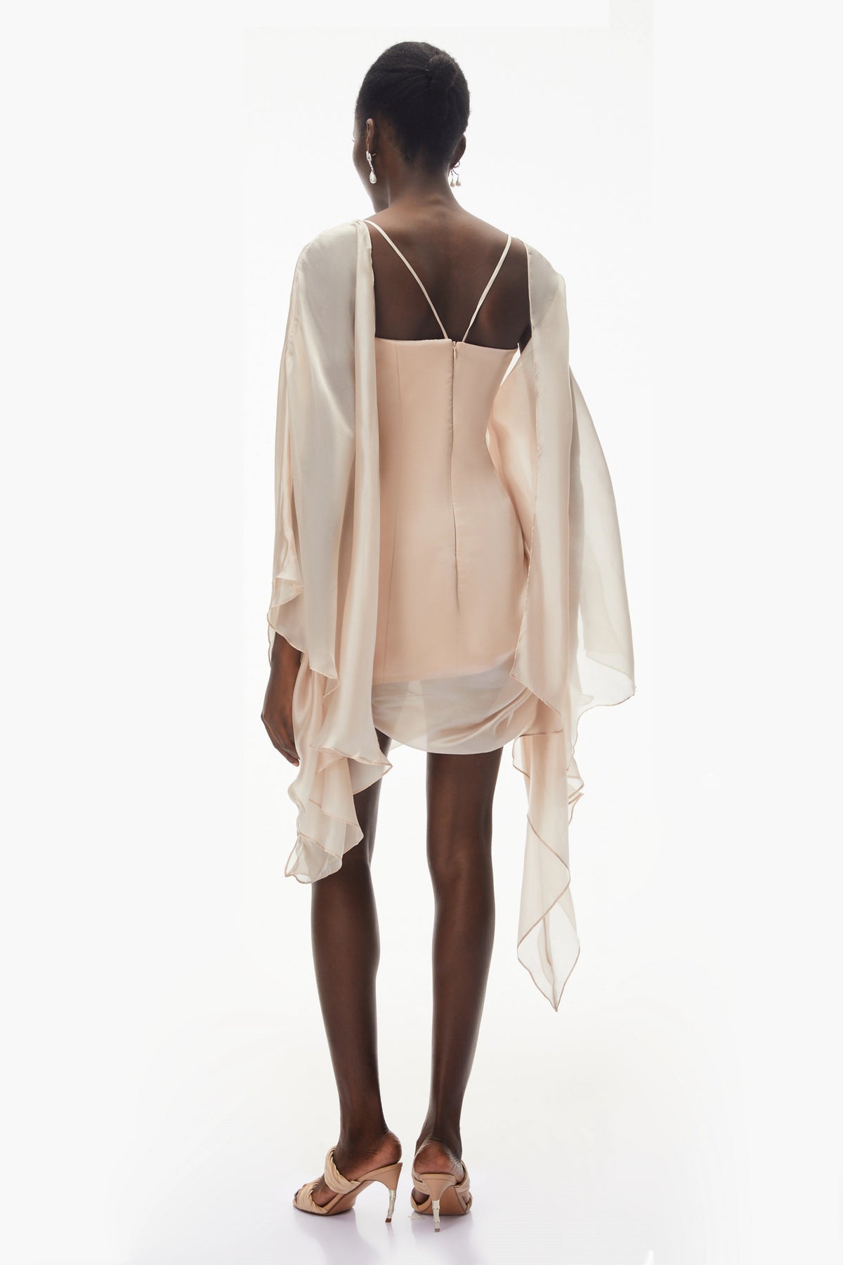 Willow Pink Asymmetrical Ruched Mesh Mini Dress