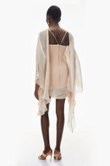 Willow Pink Asymmetrical Ruched Mesh Mini Dress