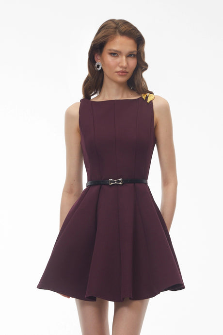 Aubrey Mini Dress Purple Sleeveless Pleated