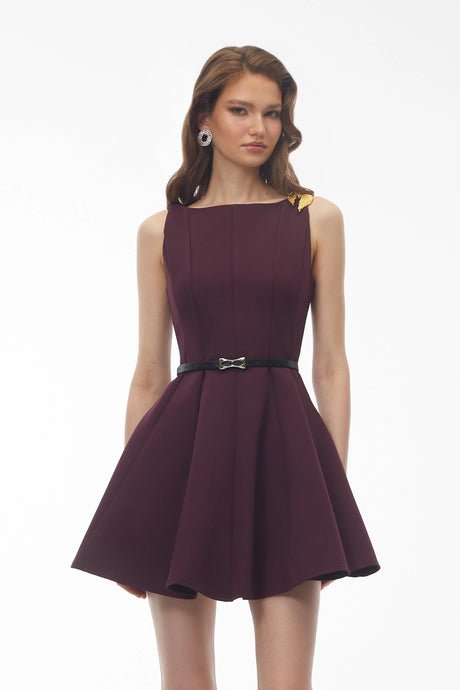 Aubrey Mini Dress Purple Sleeveless Pleated