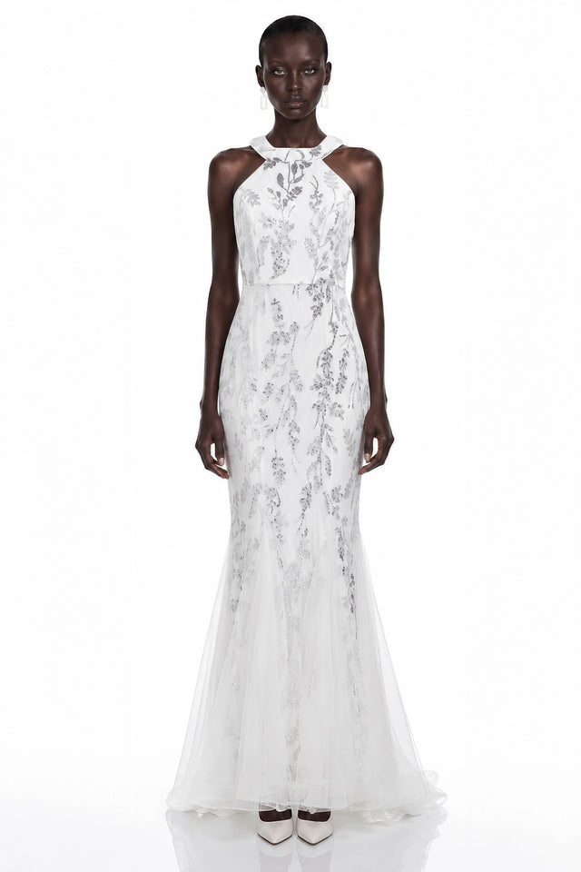 Willow White Sequin Sleeveless Maxi Dress