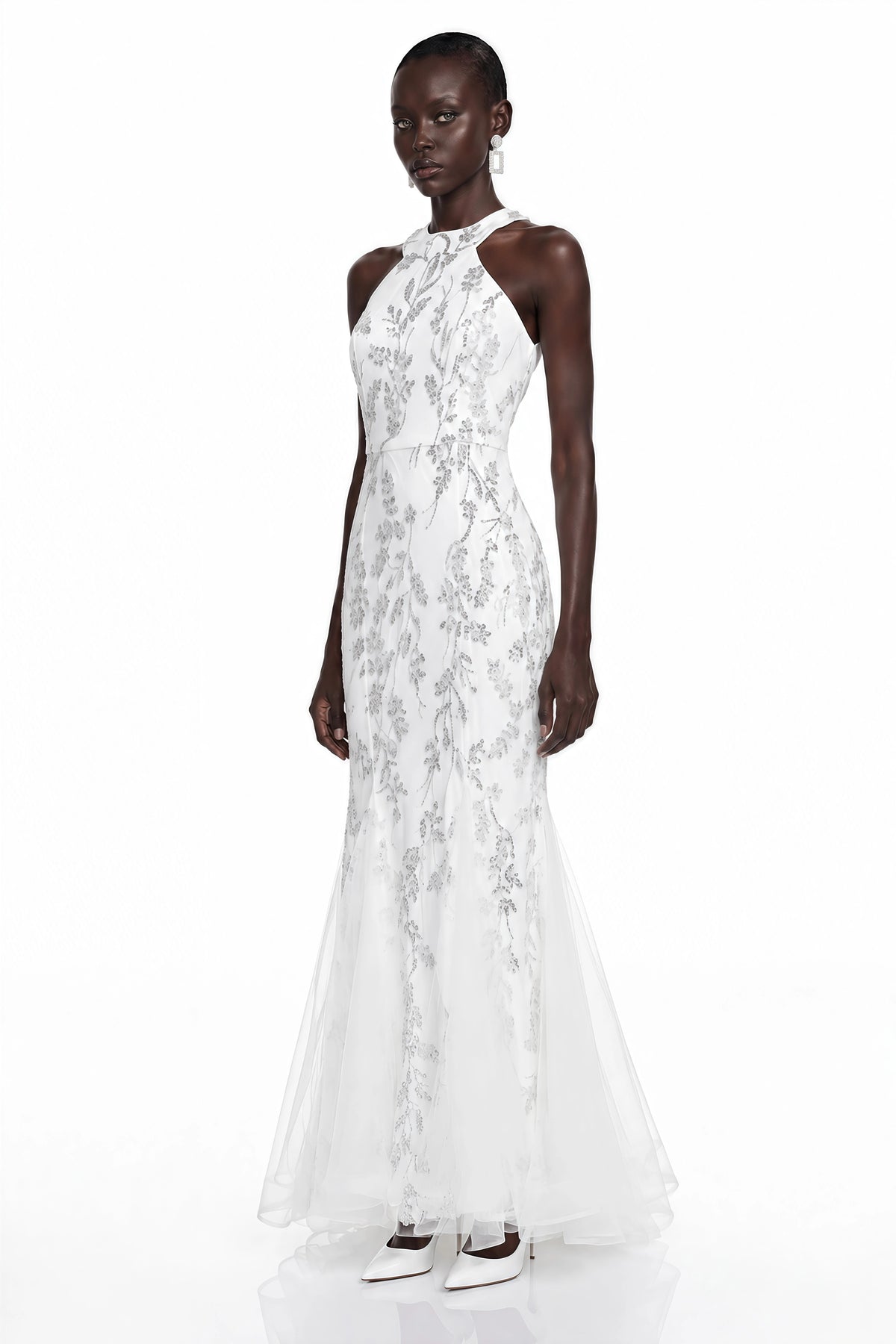 Willow White Sequin Sleeveless Maxi Dress