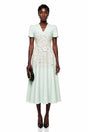 Winifred Mint Green VNeck Midi Dress with Puff Sleeves