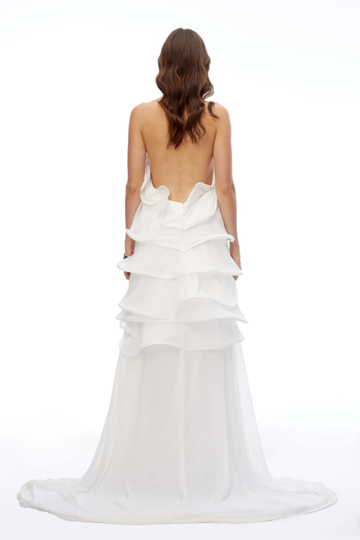 Winnie White Halterneck Ruffled Maxi Dress