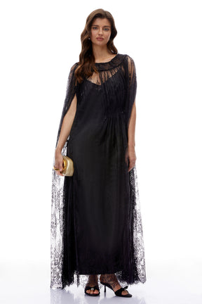 Wren Black SemiSheer Lace Maxi Dress