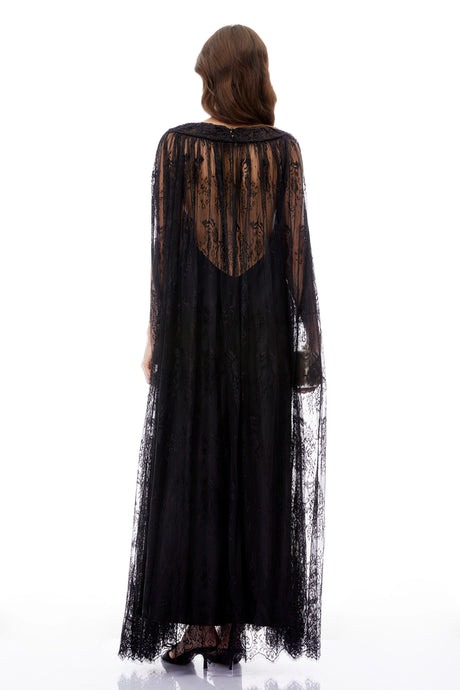 Lily Maxi Dress Black Semi-Sheer Lace