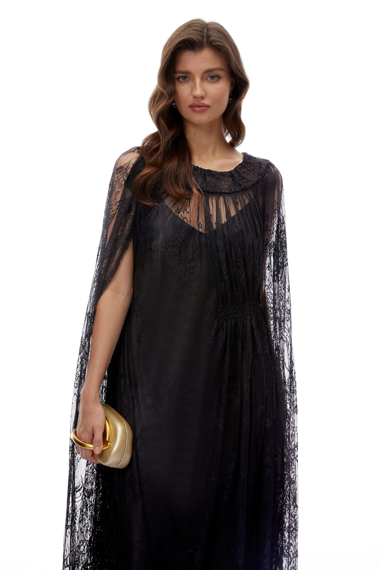 Wren Black SemiSheer Lace Maxi Dress