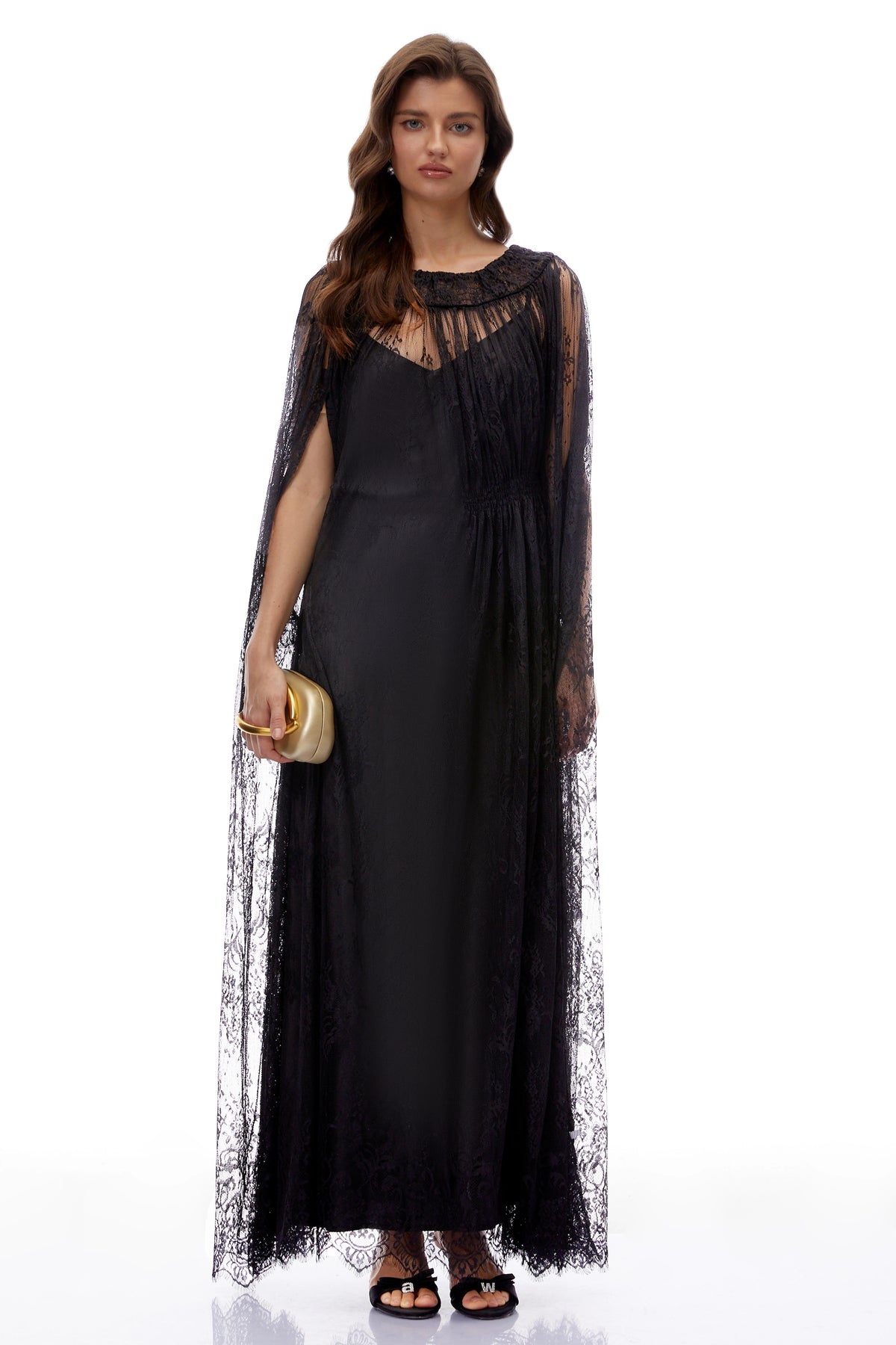 Wren Black SemiSheer Lace Maxi Dress
