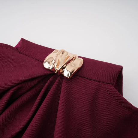 Guenda Maxi Dress Burgundy Asymmetrical Cape