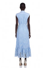 Xanthe Blue Floral Lace Sleeveless Maxi Dress