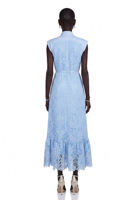 Tiziana Maxi Dress Blue Floral Lace Sleeveless