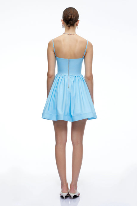 Cassidy Mini Dress Blue Floral Square Neck
