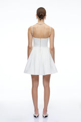 Xanthe White Floral Square Neck Mini Dress