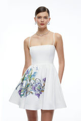 Xanthe White Floral Square Neck Mini Dress