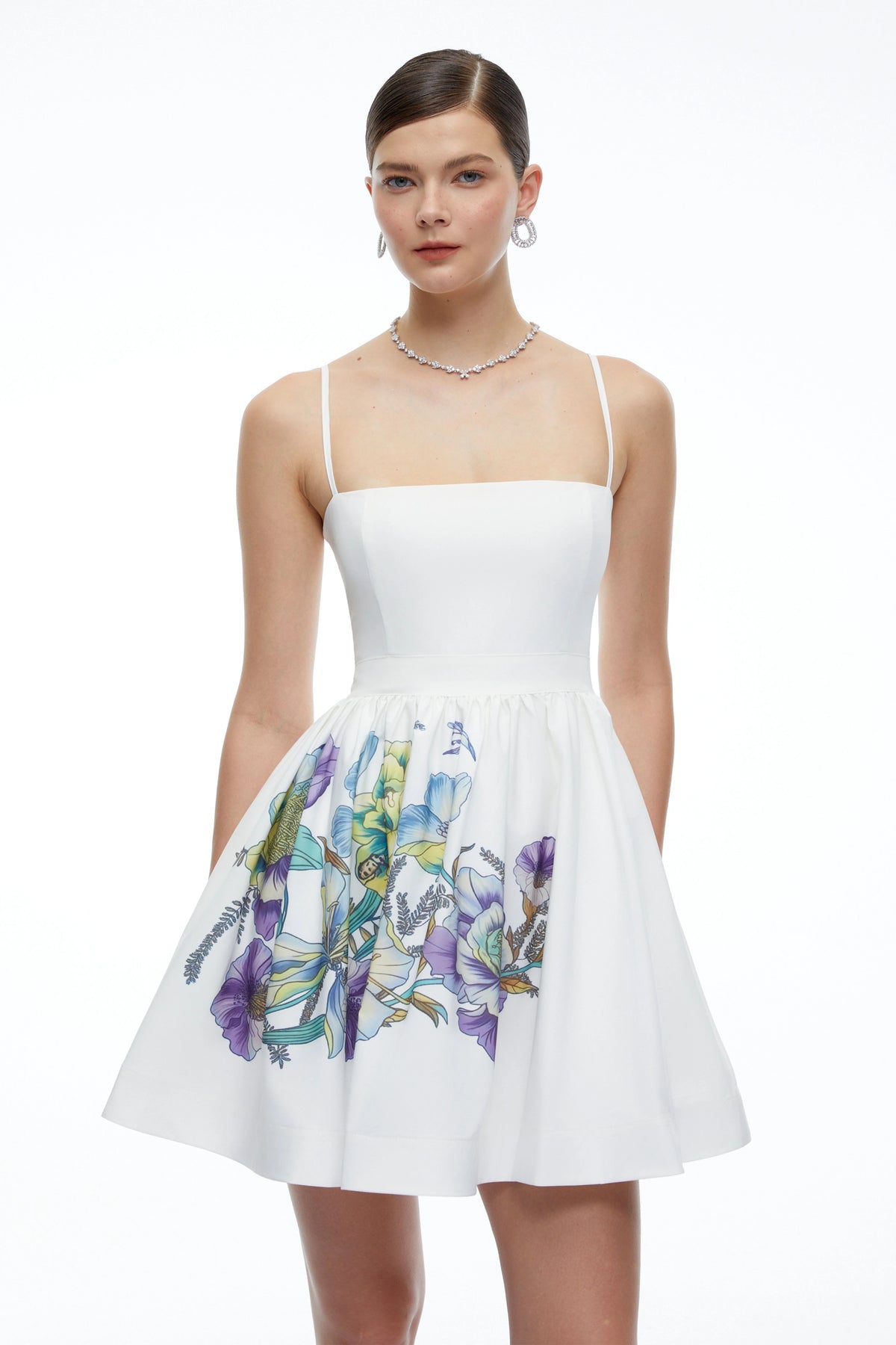 Xanthe White Floral Square Neck Mini Dress