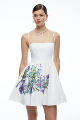 Xanthe White Floral Square Neck Mini Dress