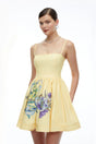 Xanthe Yellow Floral Square Neck Mini Dress