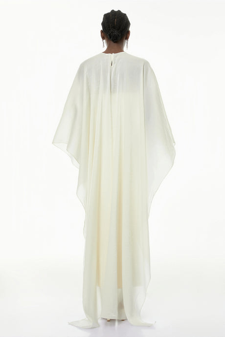 Wendy Maxi Dress White Cape Design Satin