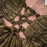 Xrystyna Gold Metallic Ruched Maxi Dress