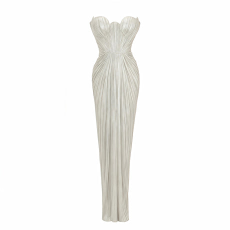 Sarah Maxi Dress Silver Metallic Ruched