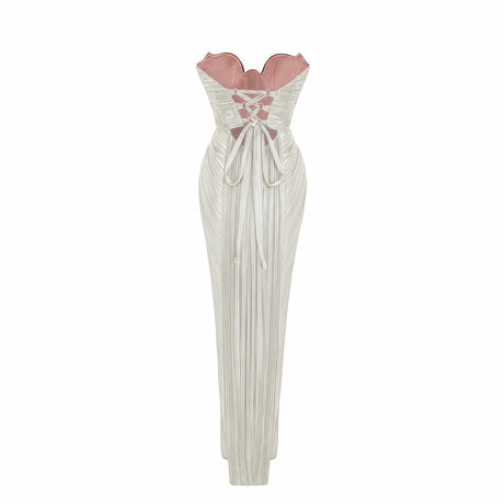Sarah Maxi Dress Silver Metallic Ruched