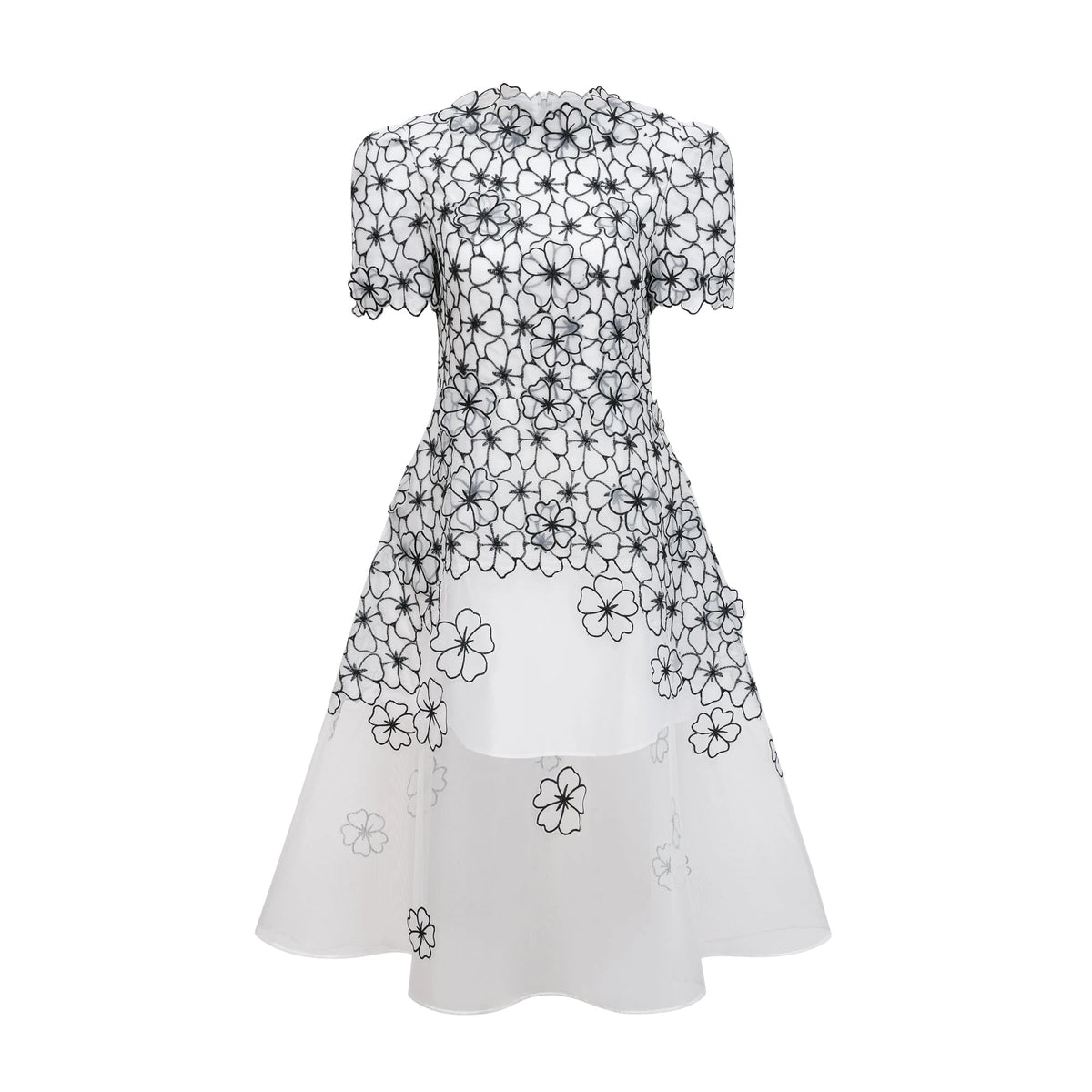 Kiara Midi Dress White Floral Appliqué Tulle