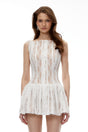 Santa Mini Dress White Lace Embroidered