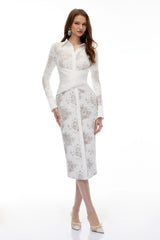 Elisabetta Midi Dress White Floral Lace Wrap