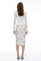 Elisabetta Midi Dress White Floral Lace Wrap