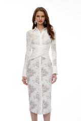 Elisabetta Midi Dress White Floral Lace Wrap