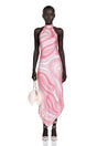 Antonietta Midi Dress Pink Abstract Print Halterneck