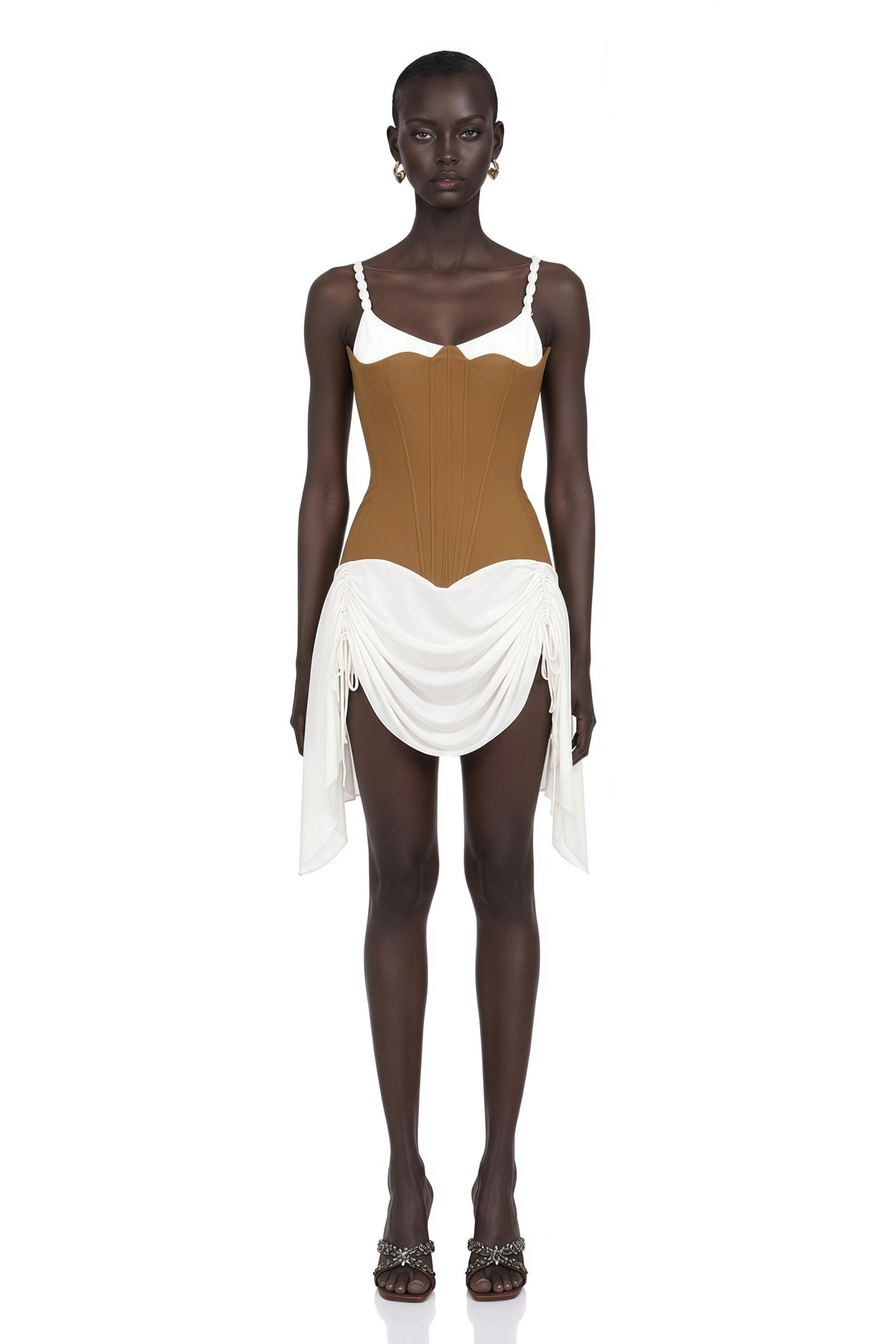 Annetta Mini Dress Brown Bustier Panel