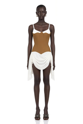 Annetta Mini Dress Brown Bustier Panel