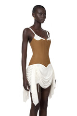 Annetta Mini Dress Brown Bustier Panel