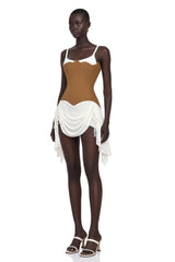 Annetta Mini Dress Brown Bustier Panel