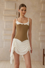 Rachel Mini Dress Brown Bustier Panel