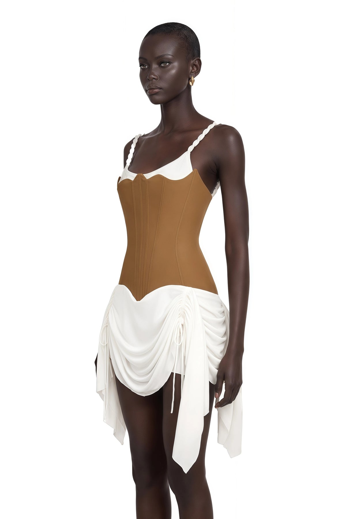 Charleigh Mini Dress Brown Bustier Panel