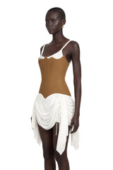 Annetta Mini Dress Brown Bustier Panel