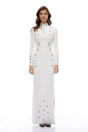 Charlotte Maxi Dress High Neck Studded