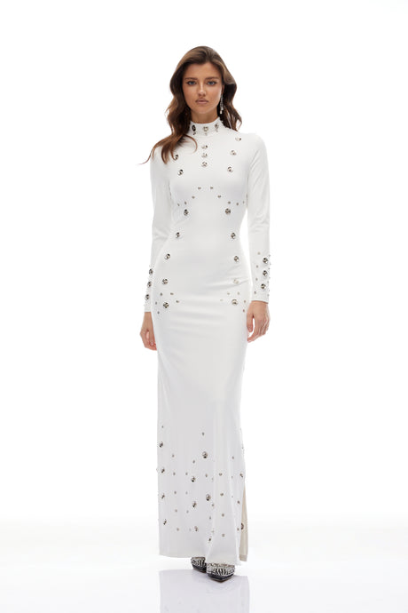 Charlotte Maxi Dress High Neck Studded
