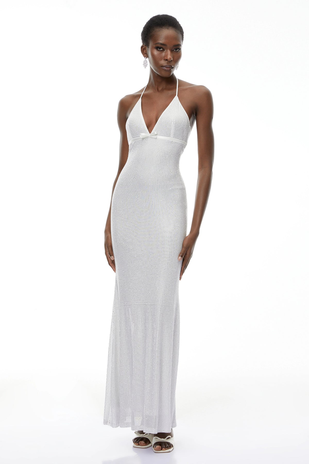 Rosangela Maxi Dress Silver Rhinestone Embellished